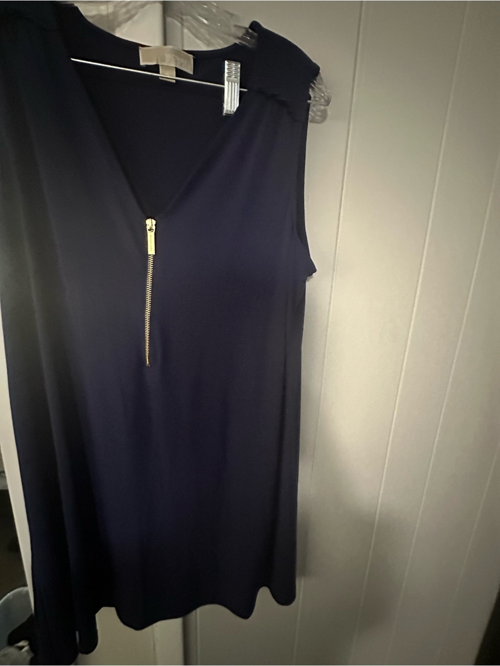 MICHAEL Michael Kors Sleeveless Navy Dress with Gold Zip